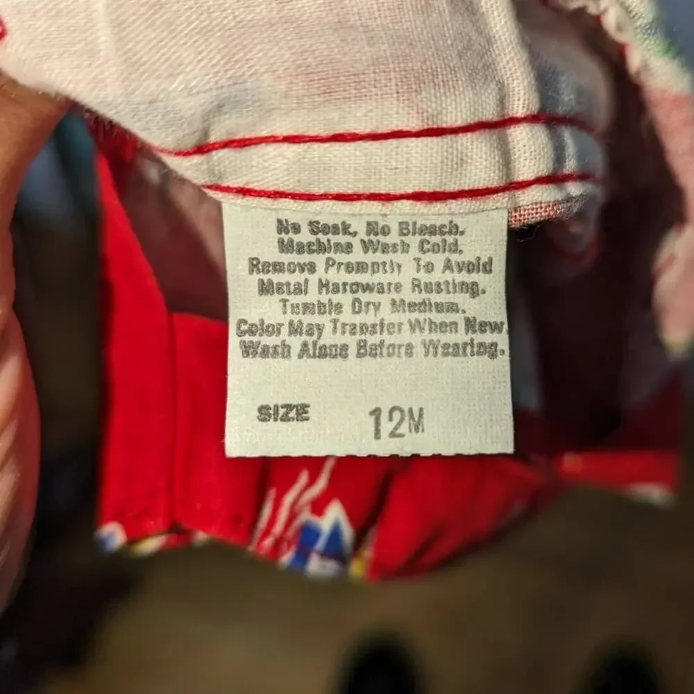 Vintage Child Oshkosh B'Gosh Red Sailboat Overall Shorts Red Size 12 Months